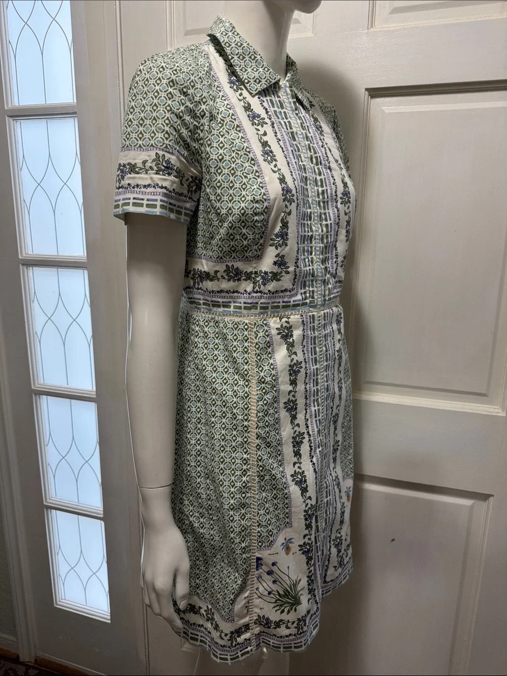 TORY BURCH TALIA BOTANICAL SHIRTDRESS,FLORAL GREEN~RARE SIZE 6